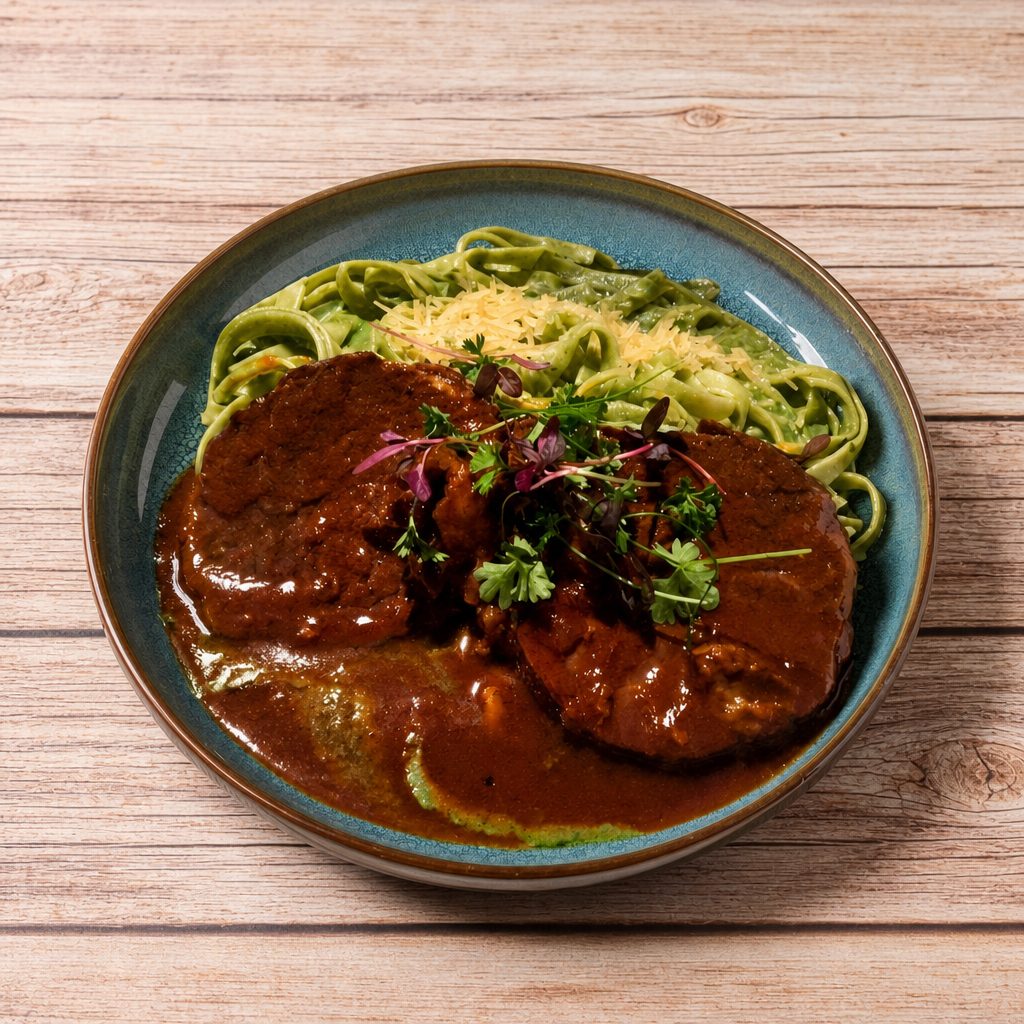 Tallarines Verdes Con Asado.